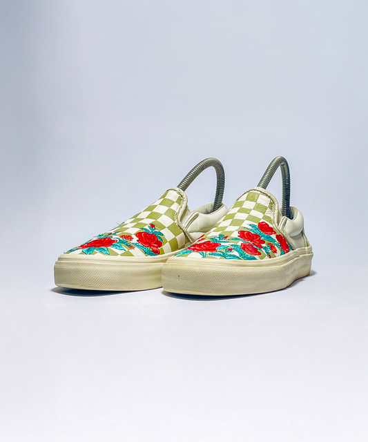 Vans Slip-on Rose Embroidery Checker