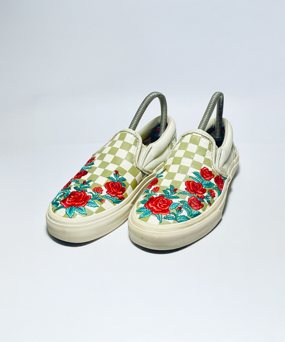Vans Slip-on Rose Embroidery Checker